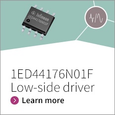 EiceDRIVER™ 25 V single-channel low-side non-inverting gate driver for MOSFET and IGBT with typical 0.8 A source and 1.75 A sink currents in a small 8-lead PG-DSO8 package.