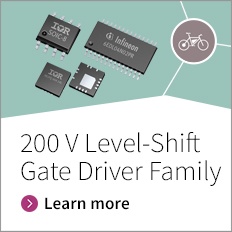 Infineon provides a comprehensive portfolio of 200 V level shift gate drivers which includes 3-phase, half-bridge, or high and low side drivers for low voltage (24 V, 36 V, and 48 V) and medium voltage (60 V, 80V, 100 V, and 120 V) motor control applications.