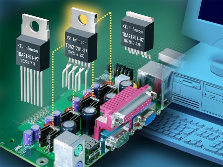 The single-package integrated switch TDA21201 allows designers of switching power supplies (PCs, notebooks) to reduce system costs by as much as 50 percent and dramatically reduce the space required.