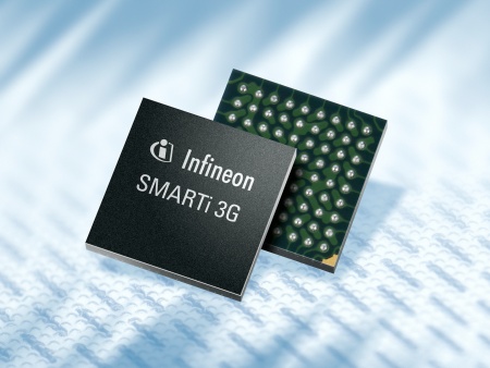 Infineon's SMARTi 3G, a CMOS single-chip radio frequency (RF) transceiver, is the world's first RF transceiver supporting all six frequency bands now specified for operation in different parts of the world for Universal Mobile Telecommunications System (UMTS). Mobile phone's design study: Design Afairs.