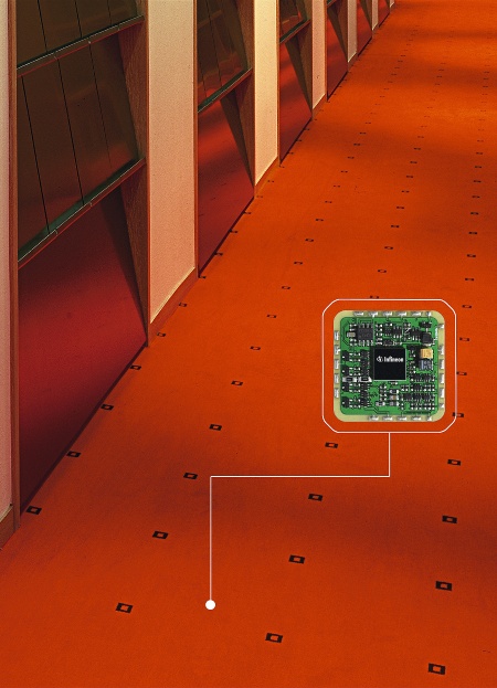 Vorwerk Teppichwerke and Infineon are revolutionising the wall-to-wall carpet - The prototype of the "Thinking Carpet" celebrates its premiere at the Orgatec 2004