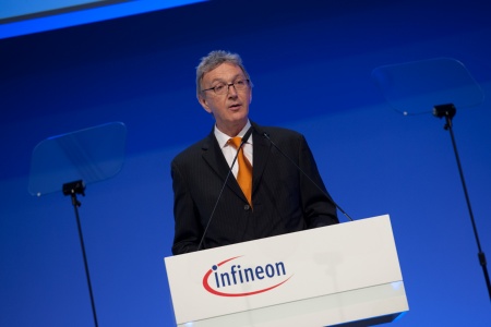 Wolfgang Mayrhuber, Supervisory Board Chairman of Infineon Technologies AG, at the Infineon Annual General Meeting 2012 in Munich, Germany, on March 8, 2012.