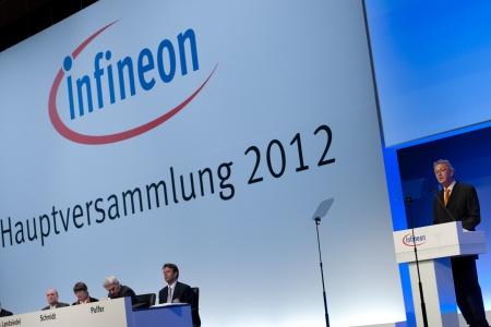 Annual General Meeting 2012 of Infineon Technologies AG at the ICM (Internationales Congress Center München) in Munich, Germany, on March 8, 2012.