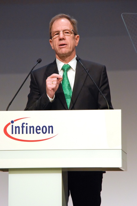 Dr. Reinhard Ploss, Vorstandsvorsitzender der Infineon Technologies AG, bei seiner Rede auf der Hauptversammlung 2016.
