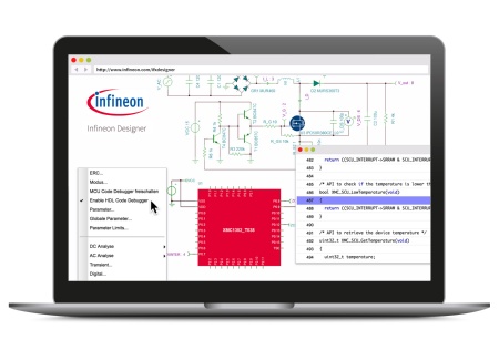 Infineon Designer is the first online prototyping engine combining analog and digital simulation functionalities in an internet application. It features a wealth of application circuits in the domain of Industrial Power, Lighting, Motor Control and Mobile/RF frontend design.