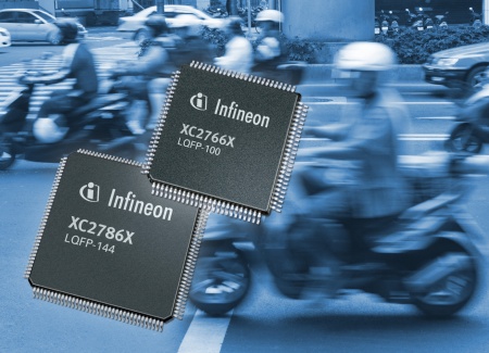 Infineon's XC2700 family of microcontrollers with 32-bit performance allow system makers to build cost-effective electronic engine control in motorcycles meeting upcoming emission standards; for example in China and India, the world's largest motorcycle markets today.
