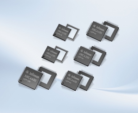 Die XMC4000-Familie wurde speziell für Industrieanwendungen entwickelt. Als erste Cortex™-basierte Mikrocontroller bieten XMC4400, XMC4200 und XMC4100 eine hochauflösende PWM-Einheit. Mit einem PWM-Zeitraster von nur 150 ps eignen sie sich besonders für die digitale Leistungswandlung in Wechselrichtern, Schaltnetzteilen und Unterbrechungsfreien Stromversorgungen (USV).