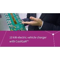 Banner of 10 kW electric vehicle charger with CoolGaN™