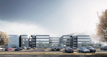 Rendering Forschungsgebäude Infineon Villach, © Reinhard Wetschko, Architekt