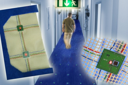 Researchers from Infineon Technologies AG have discovered a way to make large textile surfaces such as carpeting or tent cloth "intelligent". This  sets new highlights for the monitoring of buildings, the structural control of buildings of all kinds and for use in the advertising industry. Woven into fabrics, a self-organizing network of robust chips is able to monitor temperatures, pressures or vibrations as required.