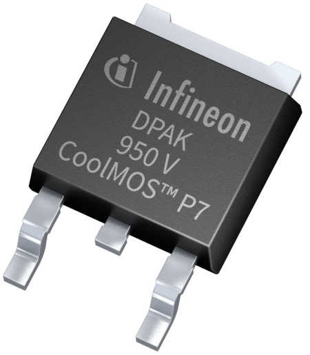 The 950 V CoolMOS P7 Superjunction MOSFET meets even the most rigorous design requirements: for lighting, smart meter, mobile charger, notebook adapter, AUX power supply and industrial SMPS applications.