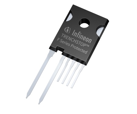 The TRENCHSTOP™ Feature IGBT Protected Series combines a 20 A/1350 V RC-H5 IGBT with a protecting gate driver IC. Both, IGBT and driver are molded in a single TO-247 6-pin package with the same dimensions and single screw hole as a standard TO-247 3- & 4-pin package.
