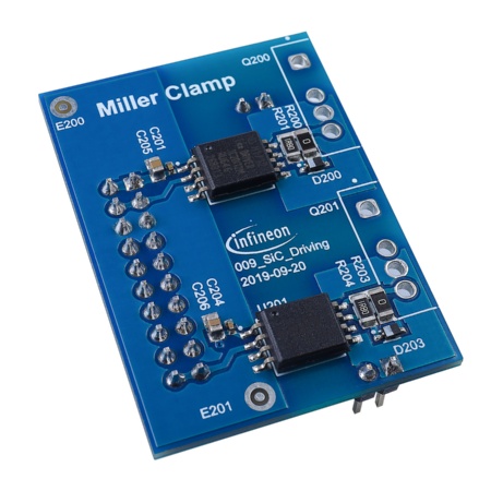 Die Miller-Clamp-Karte beinhaltet den EiceDRIVER™ 1EDC Compact 1EDC20I12MH, der Miller-Clamp wird typischerweise unter 2 V aktiviert.