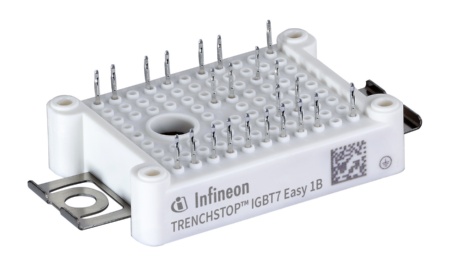 Based on the new micro-pattern trench technology, the TRENCHSTOP™ IGBT7 chips of the Easy 1B/2B portfolio have a much lower static losses compared to the IGBT4 chips with the on-state voltage reduced by 20 percent. This brings significant loss reduction in the application, especially for industrial drives, which usually operate at moderate switching frequencies.