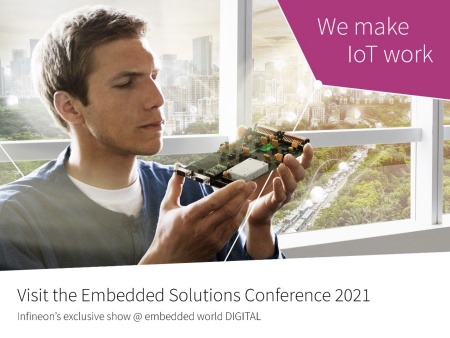 From 1-5 March 2021, Infineon invites visitors to an informative and interactive Embedded Solutions Conference 2021 that builds on the extensive experience with past virtual trade shows. The live stage will see more than 50 expert talks and product presentations and more than 80 Infineon experts can be booked for one-on-one discussions. Application highlight areas include smart car, smart home & smart building, smart things and smart factory. Special sections on data infrastructure, software tools and a virtual maker’s corner are also available.