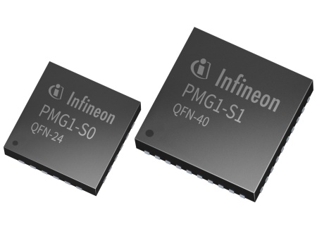 Infineon’s PMG1 family of USB PD 3.1 microcontrollers integrates a market-proven USB PD stack to enable reliable performance and interoperability. It features an ARM® Cortex M0/M0+ processor with up to 256 KB Flash memory and 32 KB SRAM, USB full-speed device, programmable general purpose input/output (GPIO) pins, gate drivers, low drop out (LDO) regulators and high-voltage protection circuits.