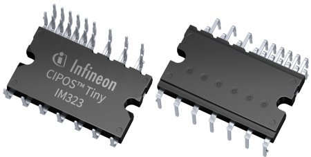 Infineon’s Intelligent Power Module (IPM) CIPOS™ Tiny IM323-L6G is optimized for 3-phase inverters up to 1.2 kW and an operating range of 1 to 20 kHz. The device uses the latest 600 V TRENCHSTOP™ RC-D2 technology with monolithically integrated diode with maximum junction temperature 175 ºC for the switch. Equipped with the rugged new C5SOI gate driver technology for negative voltage spikes at the motor outputs, the IPM ensures a short-circuit capability of at least 3 µs.