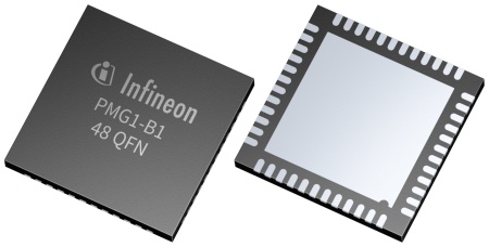 The PMG1-B1 PD MCU from Infineon is a single-chip solution that integrates a USB-C PD controller, a buck-boost battery charge controller, high voltage protection circuitry, and a microcontroller.