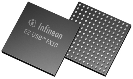 Infineon's newest addition to their EZ-USB family, the EZ-USB FX10, offers high-speed connectivity with USB 10Gbps and LVDS interfaces, increasing bandwidth up to three times compared to its predecessor