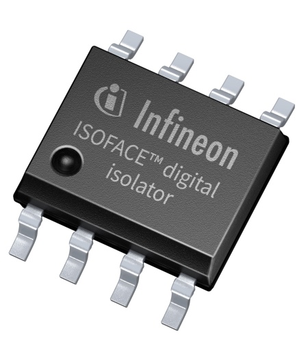 The ISOFACE™ dual-channel digital isolator family from Infineon provides two data channels in a narrow-body DSO-8 package, supporting data rates of up to 40 Mbps and ensuring signal integrity over a wide operating temperature range and across the production spread. Infineon’s robust coreless transformer  technology guarantees high immunity to system noise with a common-mode transient immunity of more than 100 kV/μs. The digital isolator family withstands up to 3000 VRMS isolation voltage, resulting in reliable system operation in noisy environments with predictable data communication.