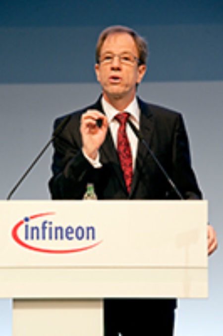 Dr. Reinhard  Ploss, Vorstandsvorsitzender der Infineon Technologies AG, während seiner Rede bei der Infineon Hauptversammlung 2013