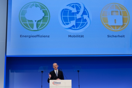Peter Bauer, Chief Executive Officer of Infineon Technologies AG, at the Infineon Annual General Meeting 2012 in Munich, Germany, on March 8, 2012.