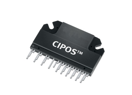 CIPOS(tm) (Control Integrated Power System) modules are designed to enable more energy-efficient operation of such consumer appliances as washing machines, refrigerators and air conditioners. The external dimensions of the CIPOS module in RoHS-compliant single-in-line package in the photo are 50.4mm x 30.2mm.