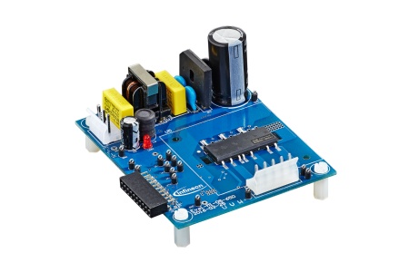 Using the iMotion™ Modular Application Design Kit, a full functioning motor system will be running in less than one hour, enabling fast time to market. Designers only need a few steps to run the motor: plug the cards into their PC, motor and grid, download, install and parameterize the software.