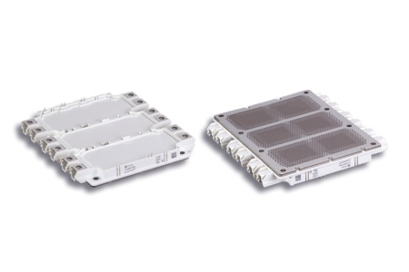 On Infineon's IGBT module EconoPACK™+ of the new D Series, the contact resistance between the module and heat sink drops by 20 percent with TIM. The optimized heat transfer extends both the service life and the reliability of the modules.
