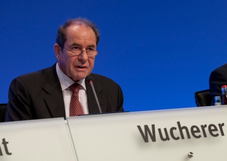 Prof. Dr. Klaus Wucherer war seit dem 11. Februar 2010 der Vorsitzende des Aufsichtsrats der Infineon Technologies AG. Sein Mandat läuft am 17. Februar 2011 mit Ende der Hauptversammlung 2011 aus. Das Bild zeigt ihn auf der Hauptversammlung der Infineon Technologies AG am 17. Februar 2011 in München.