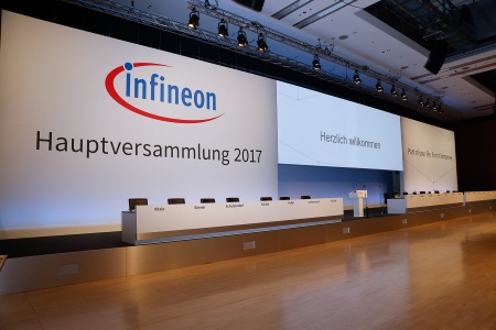 Im Internationalen Congress Center München begrüßt die Infineon Technologies AG ihre Aktionäre am Donnerstag, 16. Februar 2017 zur Ordentlichen Hauptversammlung.