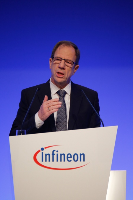 Dr. Reinhard Ploss, Vorstandsvorsitzender der Infineon Technologies AG, bei seiner Rede auf der Hauptversammlung 2018.